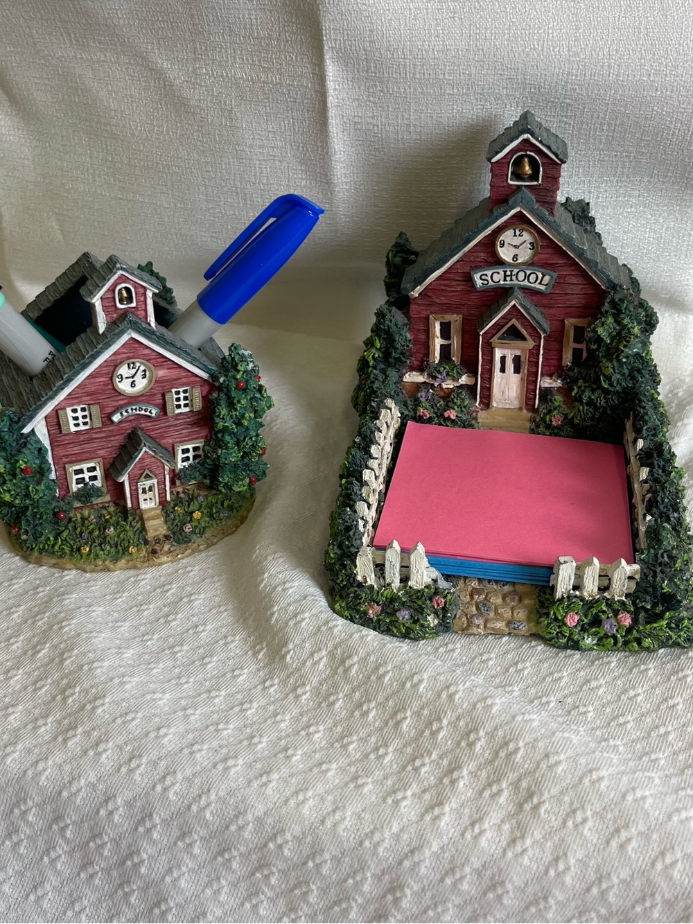 Red Schoolhouse Desk Organizer and Memo Holder - Decorative Home Accent